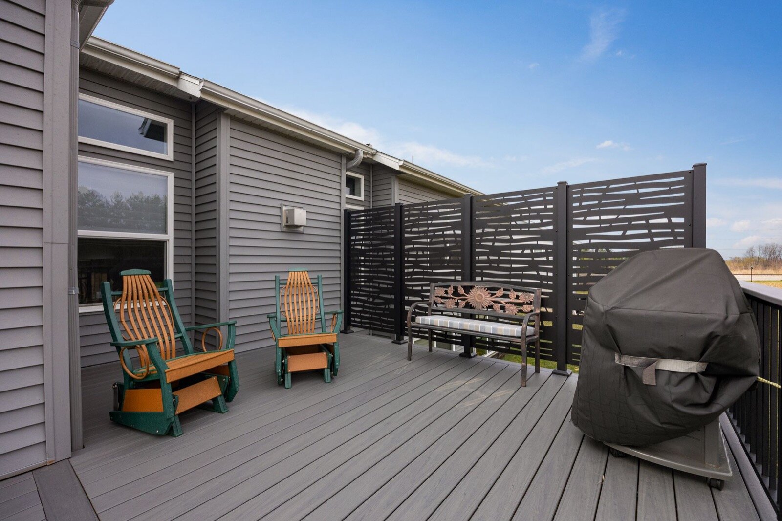 Composite deck with privacy panels in North Liberty IA