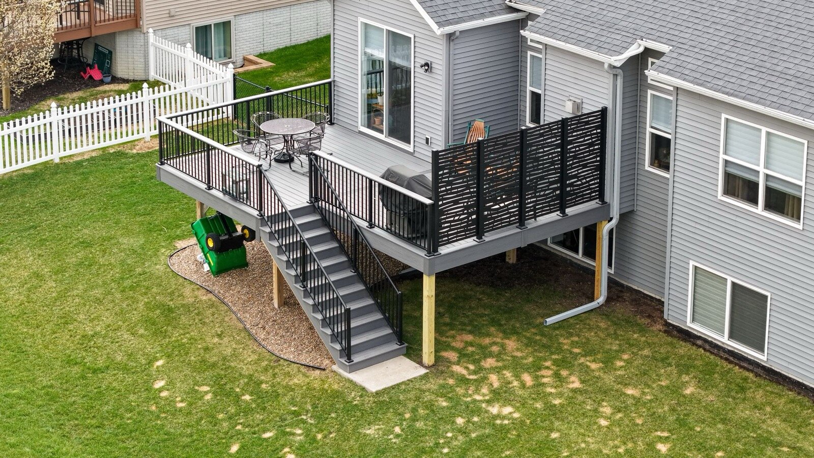 Wide view of composite deck project in North Liberty IA
