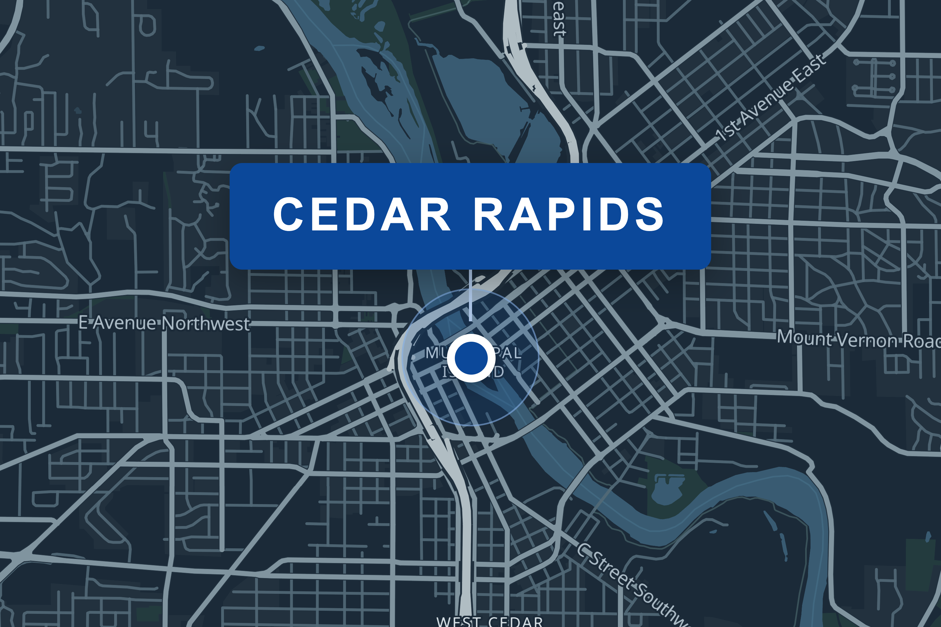 Map showing T&T Home Improvement service area in Cedar Rapids, Iowa