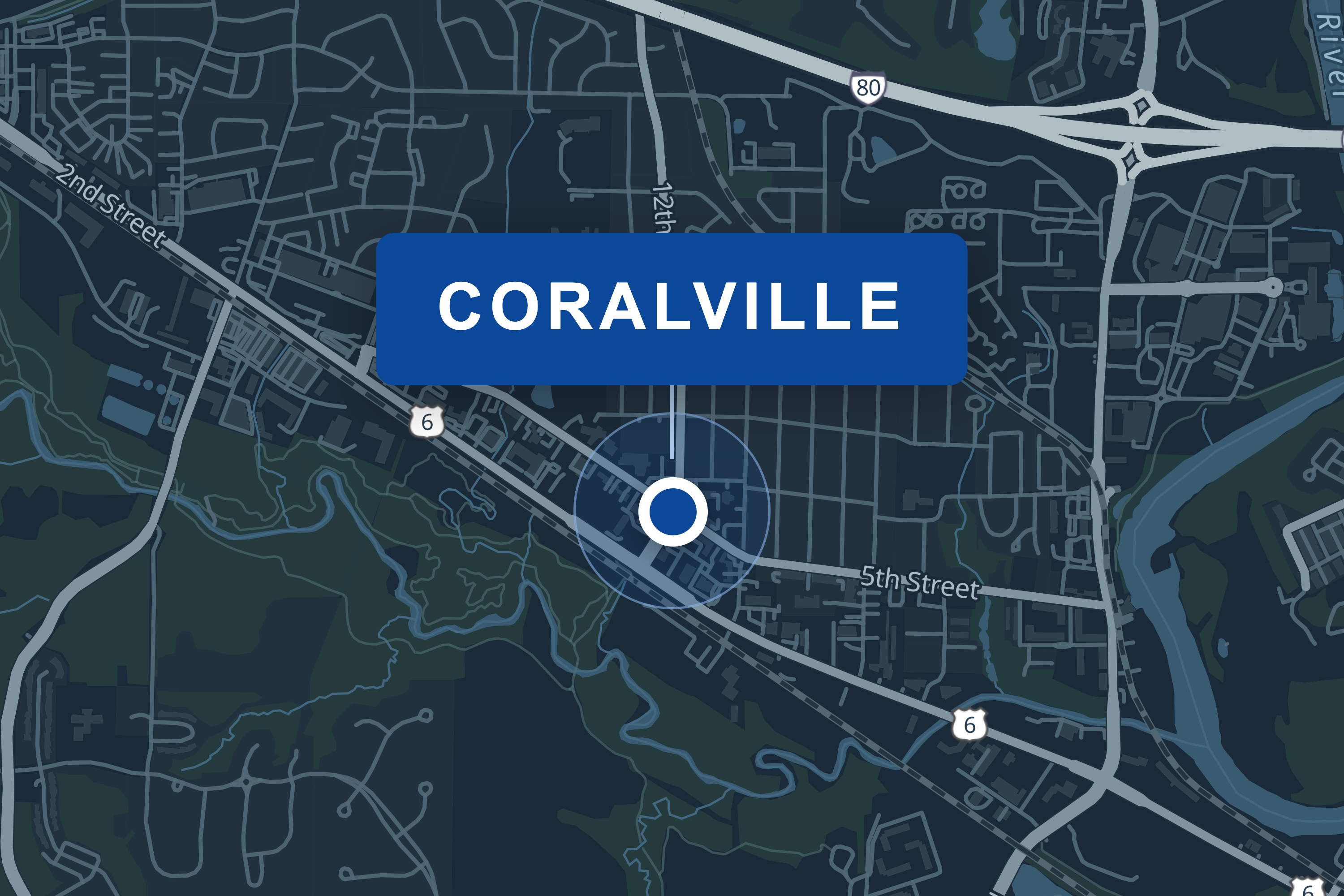 Map showing T&T Home Improvement service area in Coralville, Iowa
